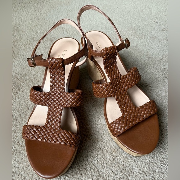 Kate Spade Tiana Wedge Sandals Sz 9 Woven Strap Lightweight Cork-Wrap Pkatform - Picture 10 of 10